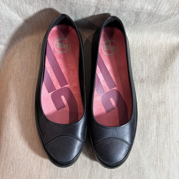 FITFLOP Sz 41 Slip On Small Platform Throughout Leather Ballet Flats Shoes - Picture 3 of 9